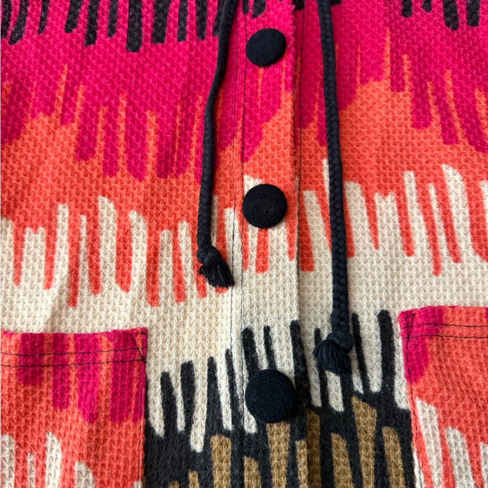 Anthropologie Aryeh Color Block Waffle Knit Sleeveless Hoodie Dress Boho Artsy - Picture 10 of 11